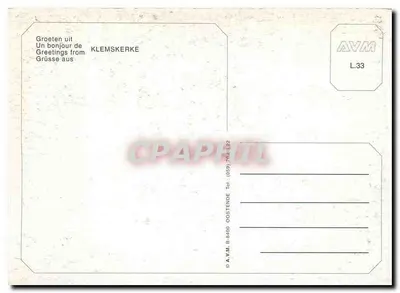 Klemskerke — vista panorâmica e praça com bandeiras — editor AVM, n° L.33 — Verso