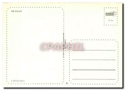 De Haan — widok stacji, tramwaju i miasta — wydawca AVM, nr 3 CP 88 0957 — Rewers