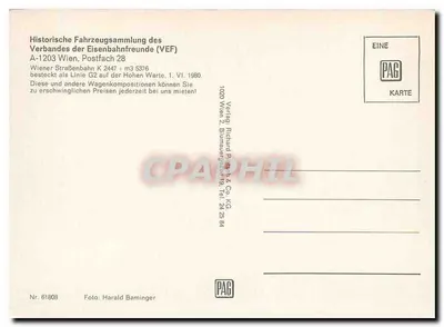 Tramwaj K 2447 — linia G2, Radetzkystraße — Verband der Eisenbahnfreunde (VEF) — Rewers