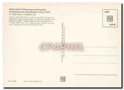 Pociąg parowy — Wiedeń — Verband der Eisenbahnfreunde (VEF) — Rewers