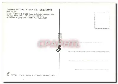 Locomotiva elétrica F.S. Gr.E.550-003 — Albiola (SV) — Editor Ferro — Verso