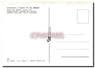 Locomotiva a vapor F.S. Gr. 880 047 — Ed. Ferro, Finale Ligure (SV) — Verso