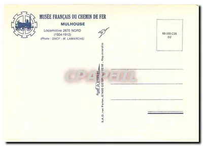 Locomotiva 2670 Norte — Museu Francês do Caminho de Ferro Mulhouse — editada por S.A.D. rue Fortien — Verso