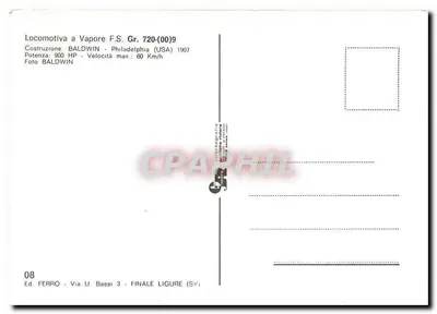 Locomotiva a vapor F.S. Gr. 720-009 — edição Ferro, Finale Ligure — n° 08 — Verso