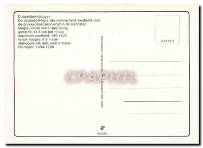 Trem de dois andares — Dubbeldek-rijtuigen — n° A-5170-3 — Verso