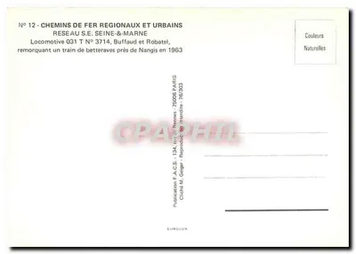 Locomotiva 031 T N° 3714 — Caminhos de Ferro Regionais e Urbanos — Buffaud e Robatel, perto de Nangis em 1963 — Verso