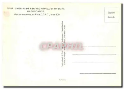 Tramwaj w Hagondange — Motoryzowany z Paryża C.G.P.T., typ 500 — Wydawnictwo F.A.C.S. - Rennes — Rewers
