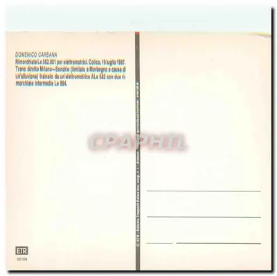 Pociąg zatrzymany w Colico — wydawca ETR, n° 00108 — Rewers