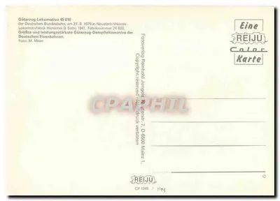 Lokomotiva 45 010 — Deutsche Bundesbahn — REIJU Color Karte n°1105 — Verso