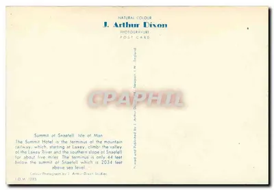Szczyt Snaefell — Stacja funikulatora — J. Arthur Dixon — Rewers