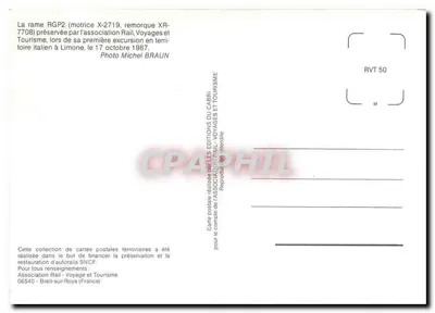 Trem em Limone — Rame RGP2 (motriz X-2719, reboque XR-7708) — Éditions Rail-Voyages et Tourisme — Verso