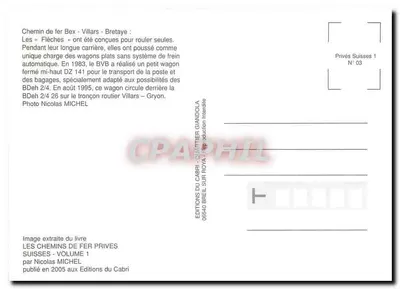 Trem BVB 26 — Ferrovia Bex-Villars - Gryon — Éditions du Cabri — Verso
