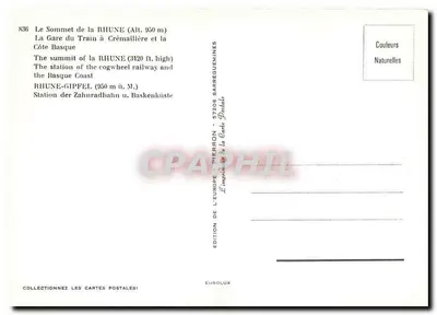 Cume da Rhune — Estação do trem a cremalheira — Édition de l'Europe — Verso