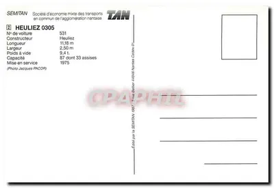 Autobus n°531 — SEMITAN — Heuliez 0305 — wydane przez SEMITAN, Nantes — Rewers