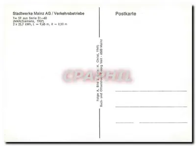 Tramway de Mainz — Tw 59, série 51-60 — editor Stadtwerke Mainz AG — Verso
