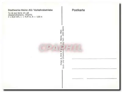 Tramwaj z Mainz — Tw 66, seria 61-68 — wydawca Stadtwerke Mainz AG — Rewers