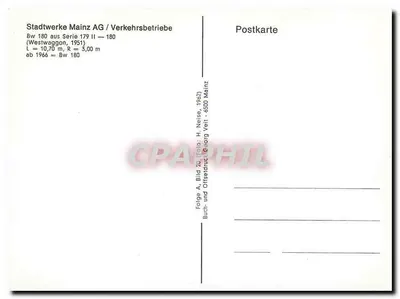 Tramwaj z Mainz — Bw 180, seria 179 II — wydawca Stadtwerke Mainz AG — Rewers