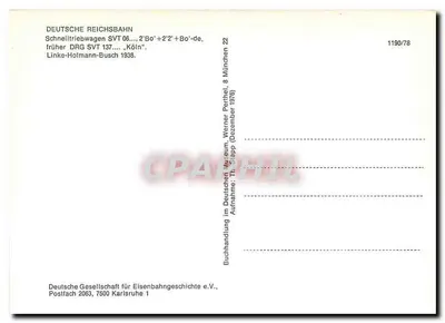 Trem de alta velocidade DRG S VT 137 — Li nks-Hofmann-Busch 1938 — Deutsche Reichsbahn — Verso