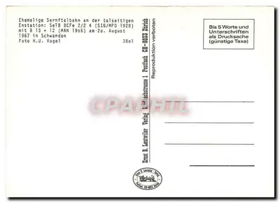 Sernftalbahn — antiga estação de Schwanden — Ernst B. Lentwiler Verlag — Verso