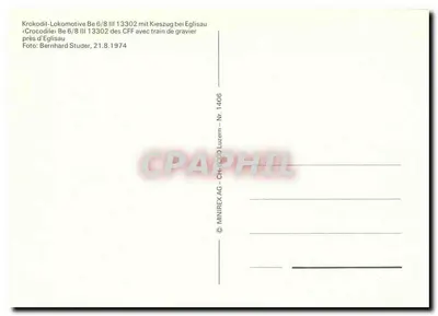 Pociąg żwiru w Eglishausen — lokomotywa Be 6/8 III 13302 — wydawca MINIREX-AG, nr 1406 — Rewers