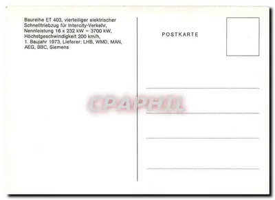 Trem elétrico DB — Baureihe ET 403 — Siemens, LHB, MAN, AEG, BBC — Verso