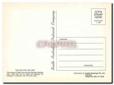 Tramwaj i autobus w Adelaide — South Australian Postcard Company — Rewers