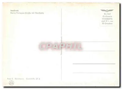 Innsbruck - Maria-Theresien-Straße com Nordkette — Foto E. Steinmann, Bestell-Nr. ST.3 — Verso