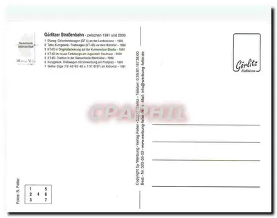 Görlitz — Tramways — Werbung-Verlag Feller Edition — Verso