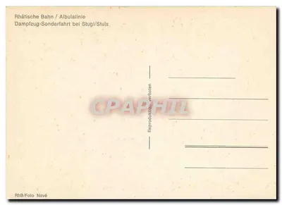 Trem a vapor sobre o viaduto de Stugl — Rhätische Bahn / Albualinie — RhB/Foto Navé — Verso