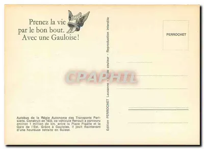 Autobus Renault — Stacja Wschodnia do Place Pigalle — Wydawnictwo Perrochet — Rewers