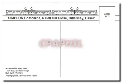 Tramway de baixa plataforma em Bruxelas — 2002 — SIMPLON Postcards — Verso