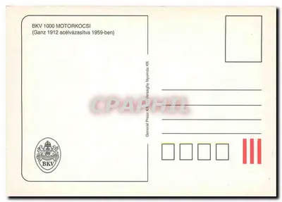 Tramway BKV 1000 — Ganz 1912, acélvázítva 1959-ben — General Press Kft. Nyomda Kft. — Verso