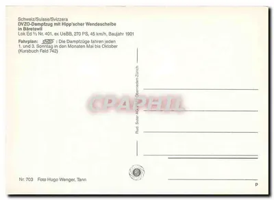 Parowóz DVZO w Bäretswil — lokomotywa nr 401, wydawca nr 703 — Rewers