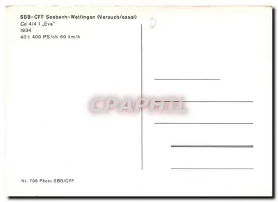 Elektryczna lokomotywa Ce 4/4 1 «Eva» — SBB-CFF Seebach-Wettingen — Foto SBB/CFF nr 706 — Rewers