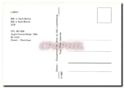 Lokomotywa CFL 806 — Esch-Belval — Groupe des Amis du Rail Luxembourg — Rewers