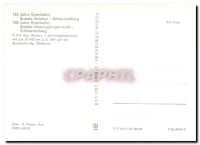 Parowóz nr 58 1412 — 125 lat linii Zwickau-Schwarzenberg, 100 lat linii Johanngeorgenstadt-Schwarzenberg — fotografia archiwalna — Rewers