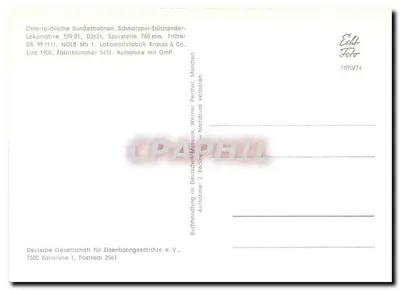 Lokomotive 399.01 — D2h21, 760 mm, DR 99.1111 — Deutsche Gesellschaft für Eisenbahngeschichte e.V., Karlsruhe — Verso