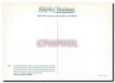 Pociąg parowy nr 1269 — Southern Pacific — fotografia Shirley Burman — Rewers