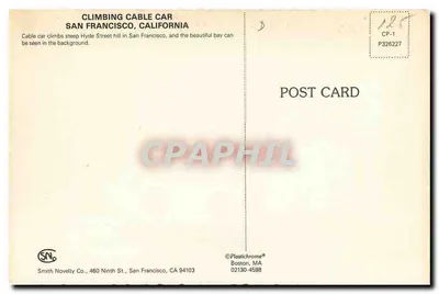 Carrinho de Cabo em Hyde St. — San Francisco, Califórnia — Smith Novelty Co. — Verso
