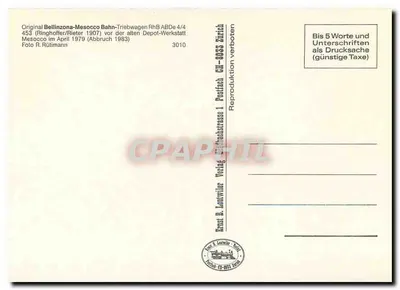 Wagon Trib Waggon RhB ABD 4/4 453 — Bellinzona-Mesocco Bahn — Kraust B. Lautwiler Verlag — Rewers