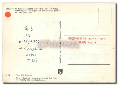 Tramwaj w Göteborgu — Linneplatsen — Fotografia Alf Bokgren, seria 2/102 — Rewers