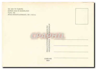 Elektryczna lokomotywa NS 1601 — Tilburg — wydawca Realx Fotocard — Rewers
