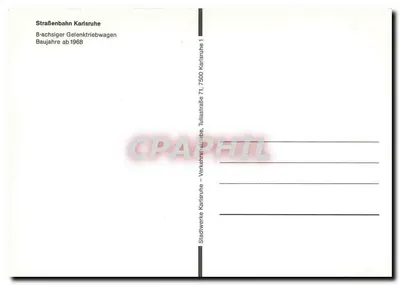 Tramway de Karlsruhe — Tramway de oito eixos — editor Stadtwerke Karlsruhe — Verso