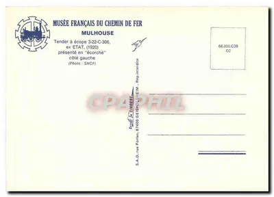 Tender à écope 3-22-C-306 — ex ETAT, (1920) — Musée Français du Chemin de Fer Mulhouse — Verso