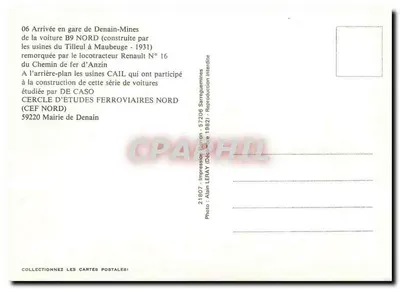 Chegada à estação de Denain-Mines — carruagens da Nord, locotrator Renault N°16 — Cercle d'Études Ferroviaires Nord — Verso
