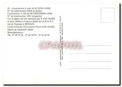 Locotractores Jung — 2 locomotivas restauradas — Cercle d'Études Ferroviaires Nord, Denain — Verso