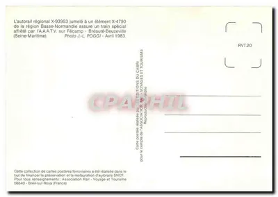 Specjalny pociąg Basse-Normandie — Autorail X-93953 i element X-4790 — Wydawnictwo Cabri — Rewers