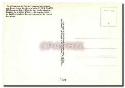 Châteauredon aos pés do Cousson — Chemins de Fer de Provence — Edições J. Chaussard, n° A108 — Verso