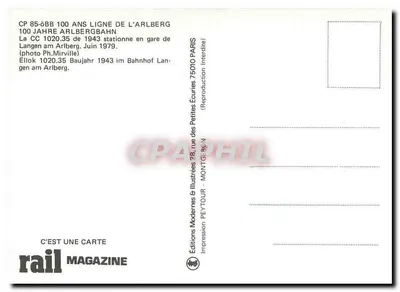 Langen am Arlberg — Estação e locomotiva elétrica CC 1020.35 — Éditions Rail Magazine — Verso