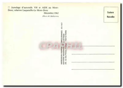 Acoplamento de autorail VH e ADX no Mont-Dore — relação Laqueuille-Le Mont-Dore — Éditions Pierron & Preguenne — Verso